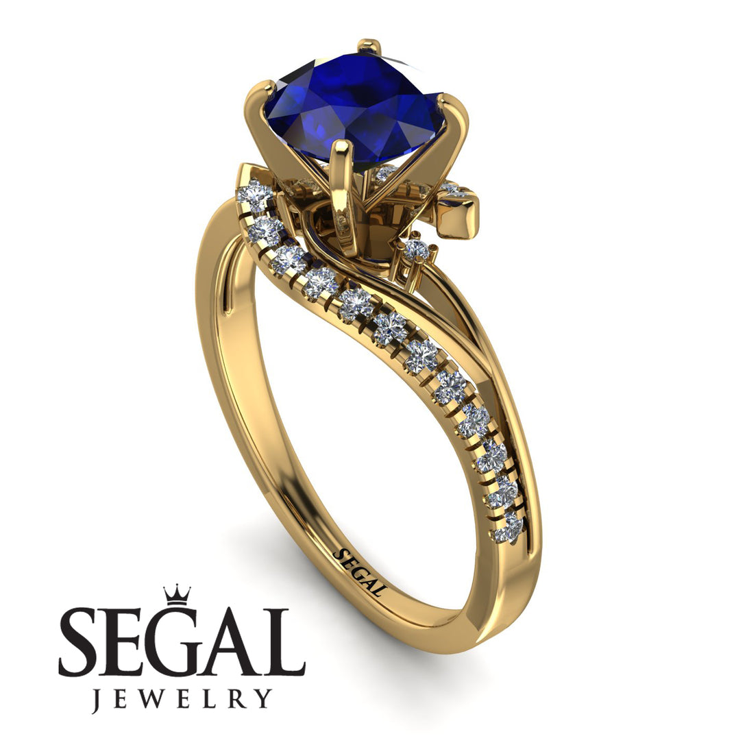 Twist Shank Sapphire Engagement Ring - Maria No. 13