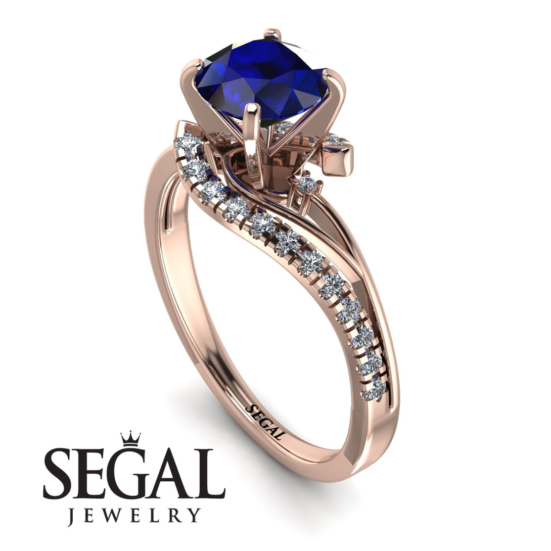 Twist Shank Sapphire Engagement Ring - Maria No. 14