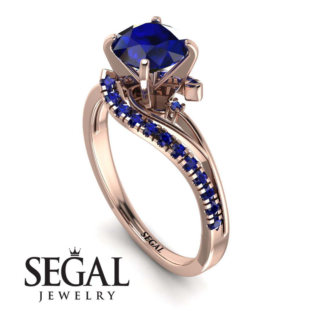 Twist Shank Sapphire Engagement Ring - Maria No. 74