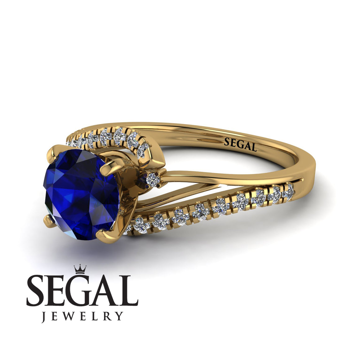 Twist Shank Sapphire Engagement Ring - Maria No. 13