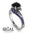 Twist Shank Black Diamond Engagement Ring - Maria No. 69