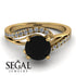 Twist Shank Black Diamond Engagement Ring - Maria No. 7