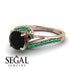 Twist Shank Black Diamond Engagement Ring - Maria No. 23