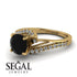 Twist Shank Black Diamond Engagement Ring - Maria No. 7