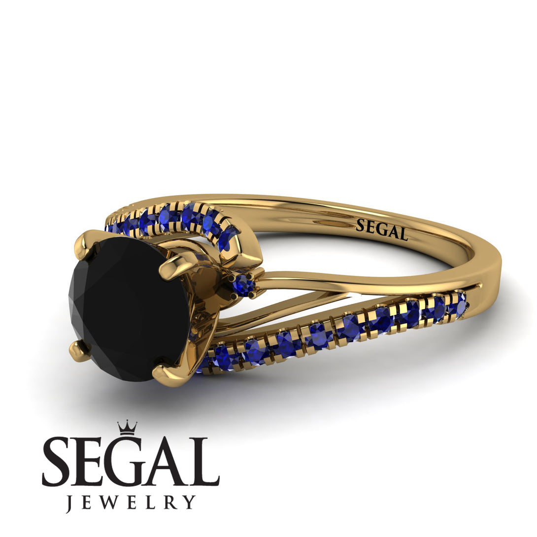 Twist Shank Black Diamond Engagement Ring - Maria No. 67