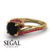 Twist Shank Black Diamond Engagement Ring - Maria No. 52 image 3