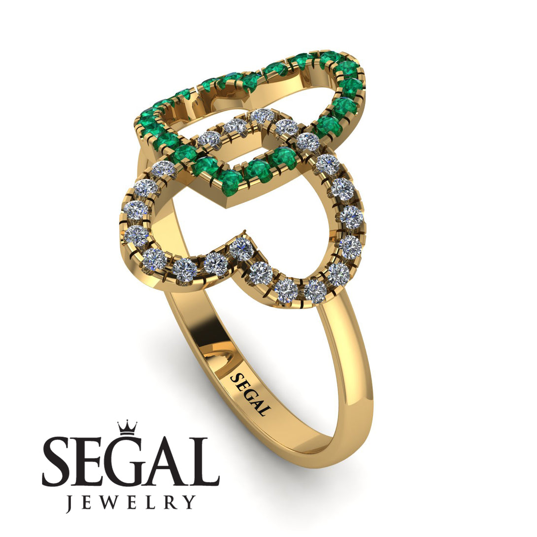 Two Hearts Emerald Ring - Selena No. 4