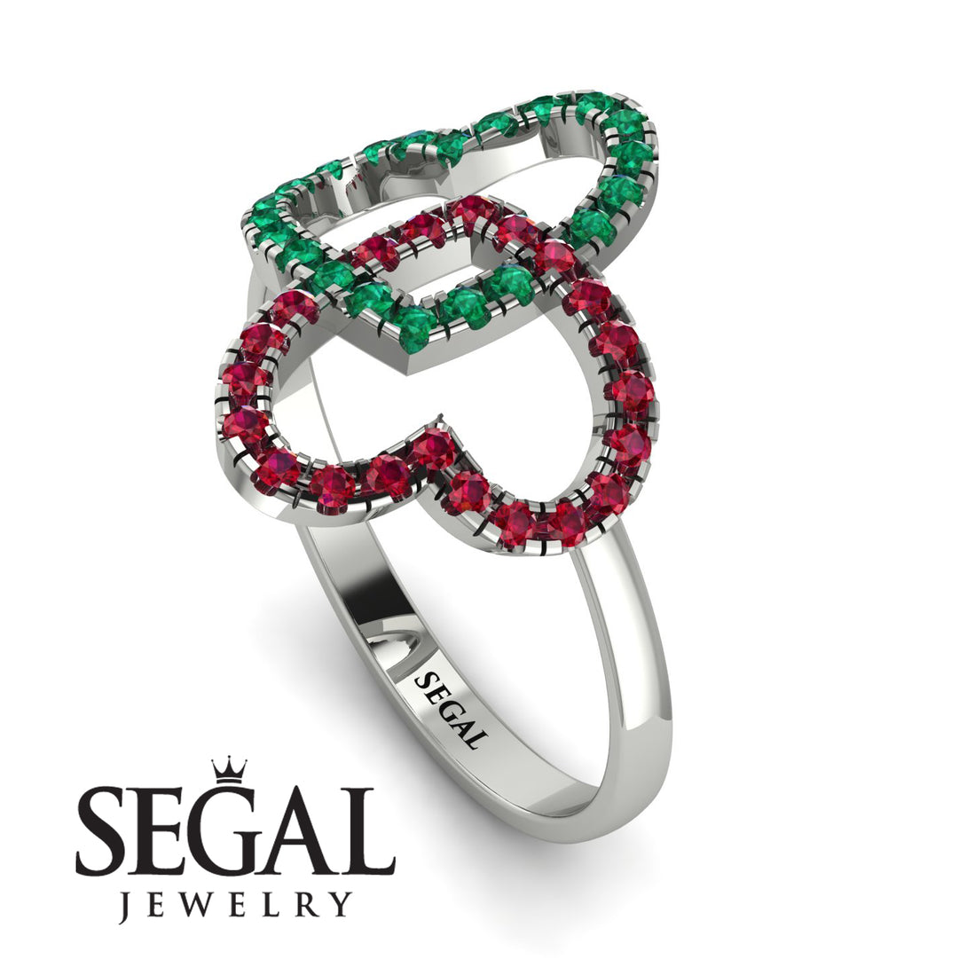 Two Hearts Emerald Ring - Selena No. 51