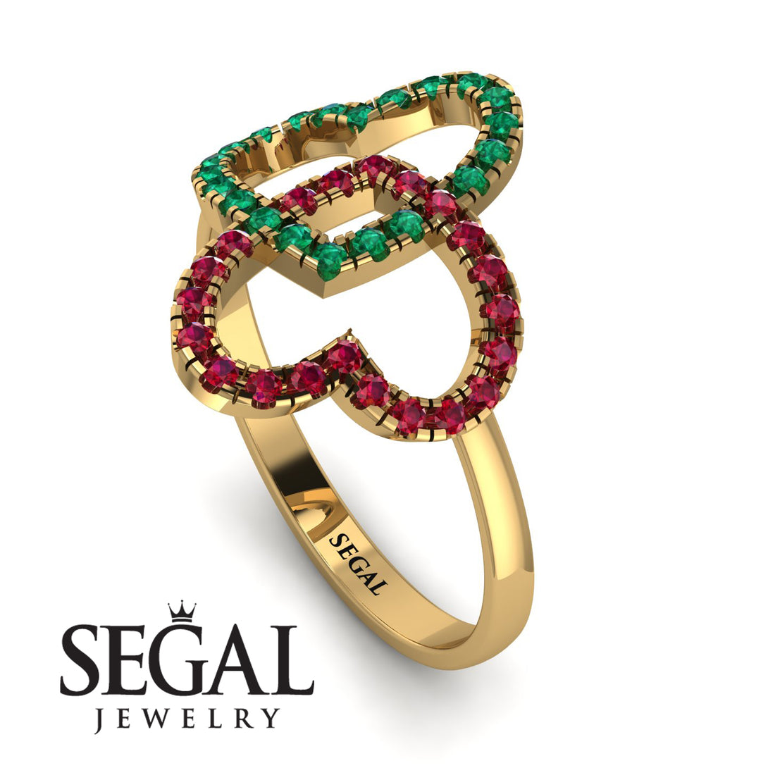 Two Hearts Emerald Ring - Selena No. 49