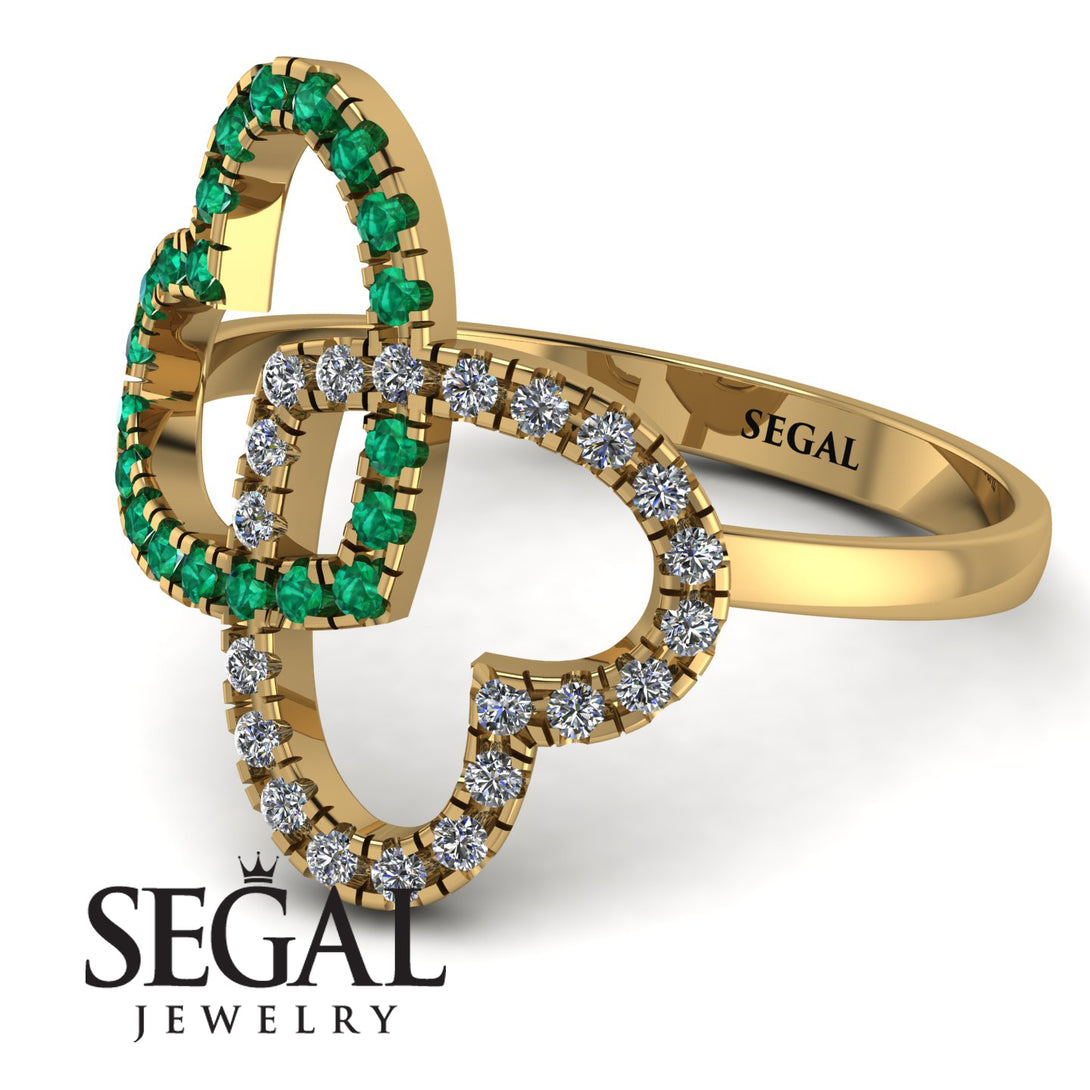 Two Hearts Emerald Ring - Selena No. 4