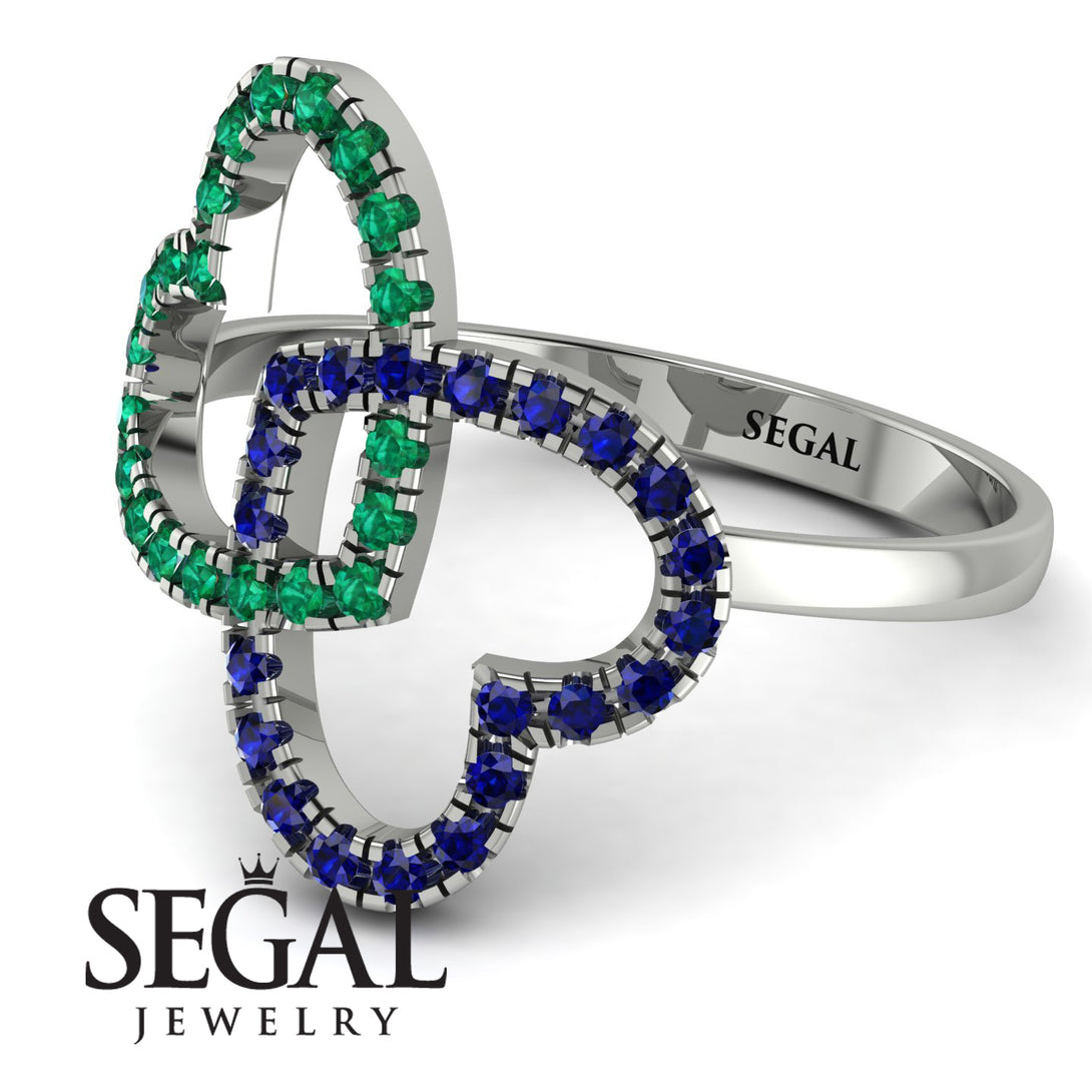 Two Hearts Emerald Ring - Selena No. 66