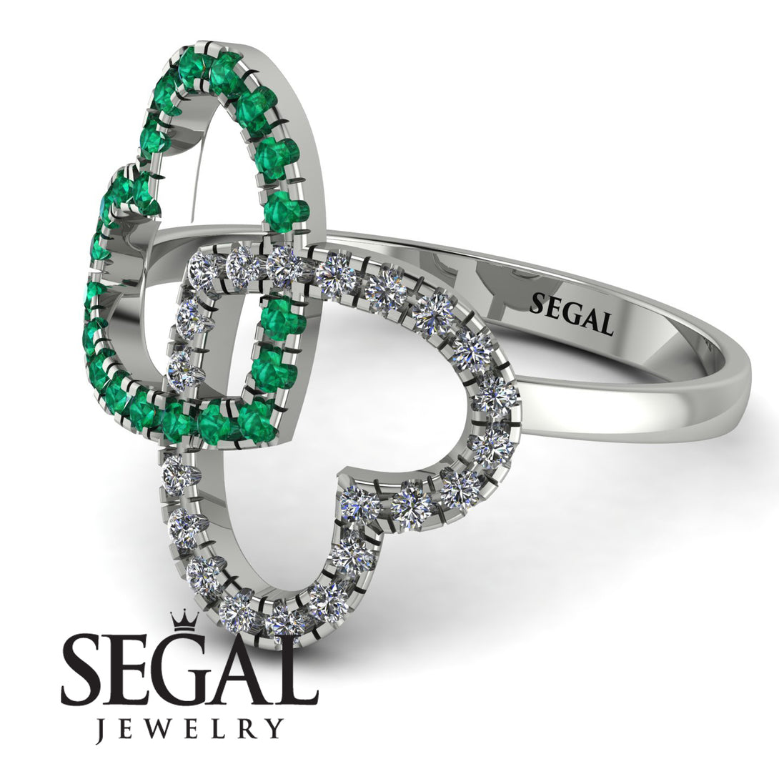 Two Hearts Emerald Ring - Selena No. 6
