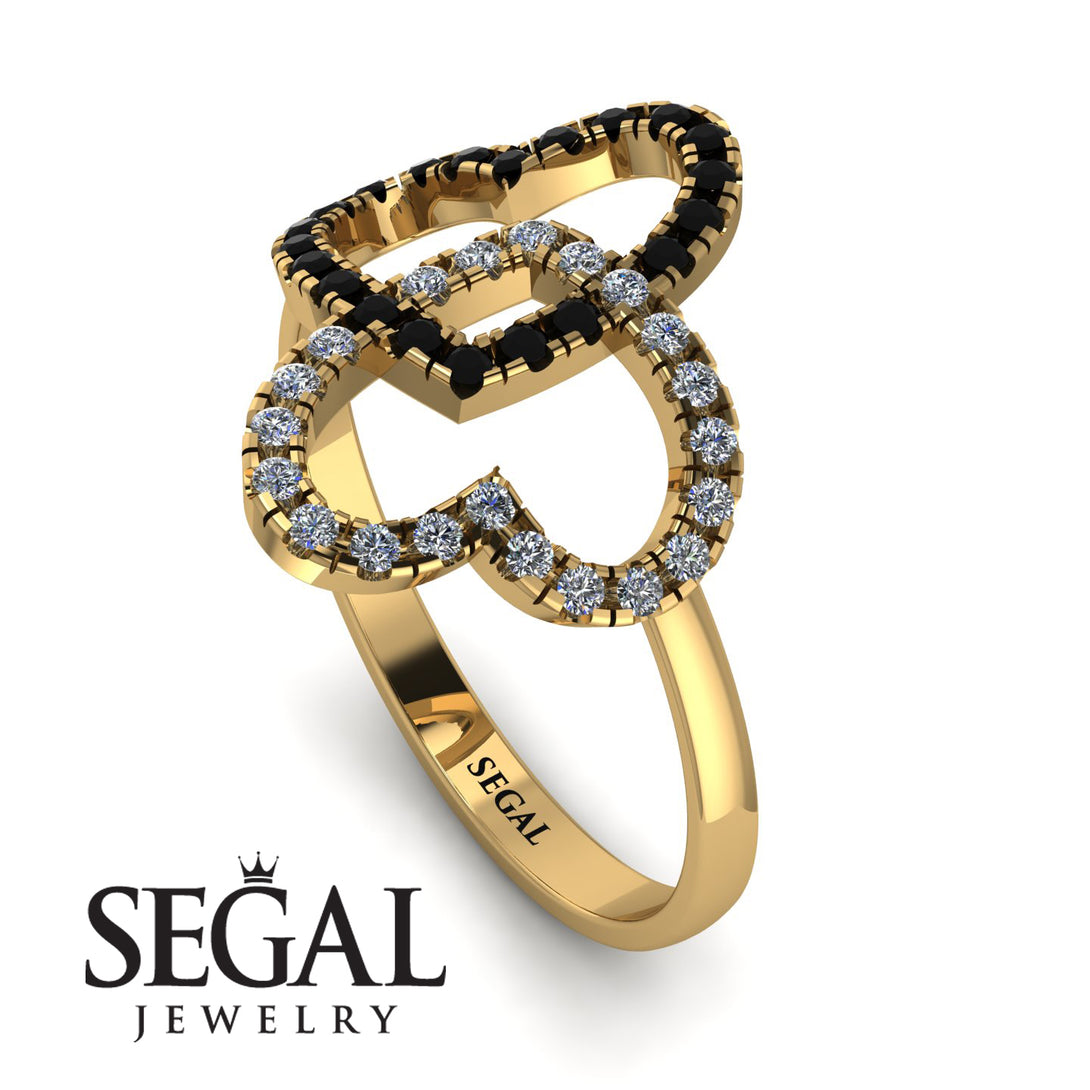 Two Hearts Black Diamond Ring - Selena No. 7
