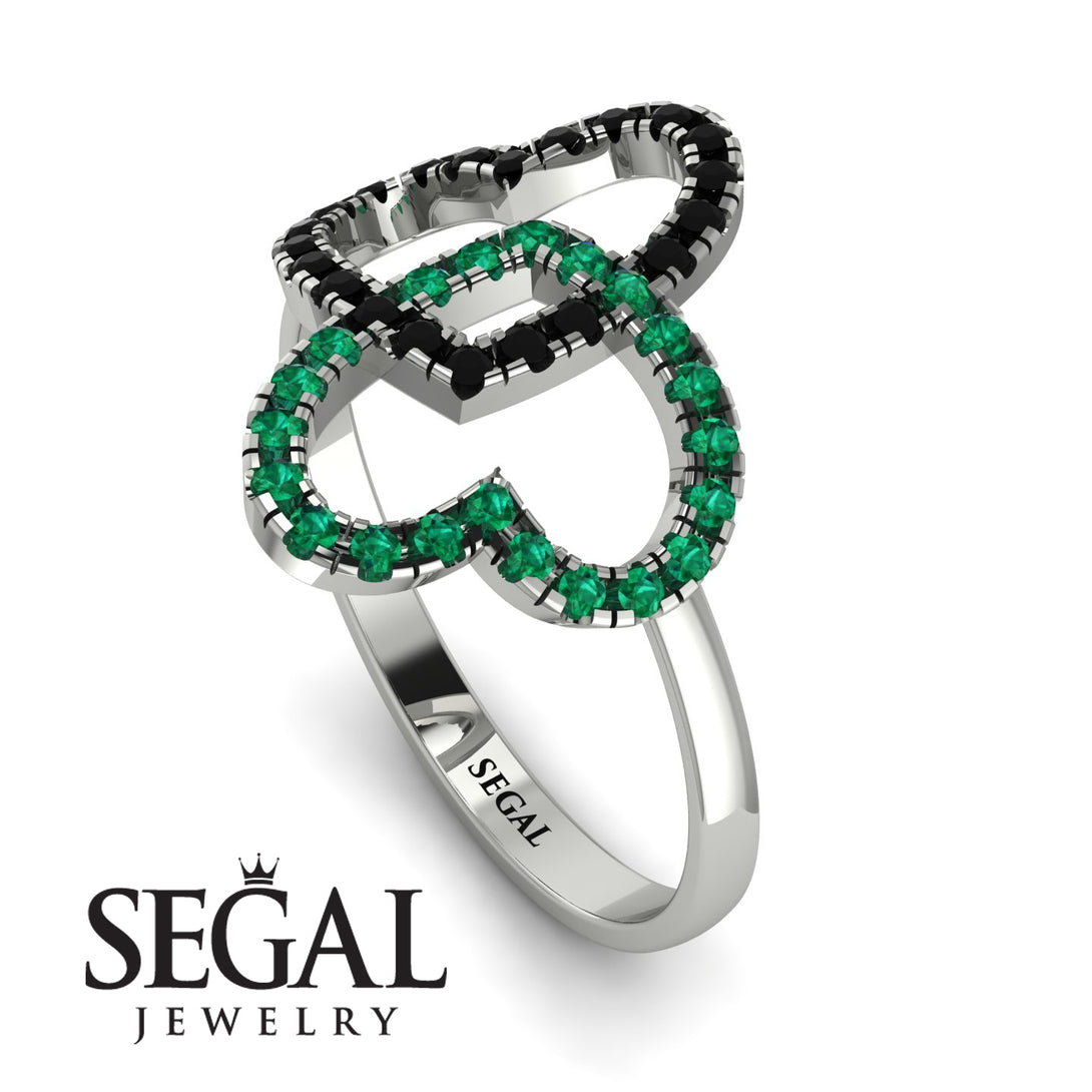 Two Hearts Black Diamond Ring - Selena No. 24