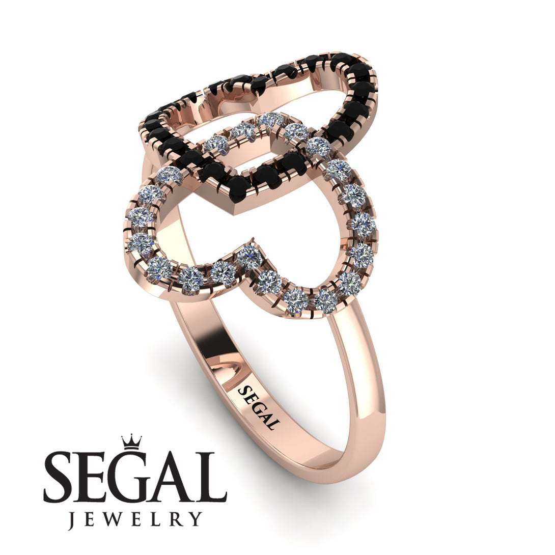 Two Hearts Black Diamond Ring - Selena No. 8