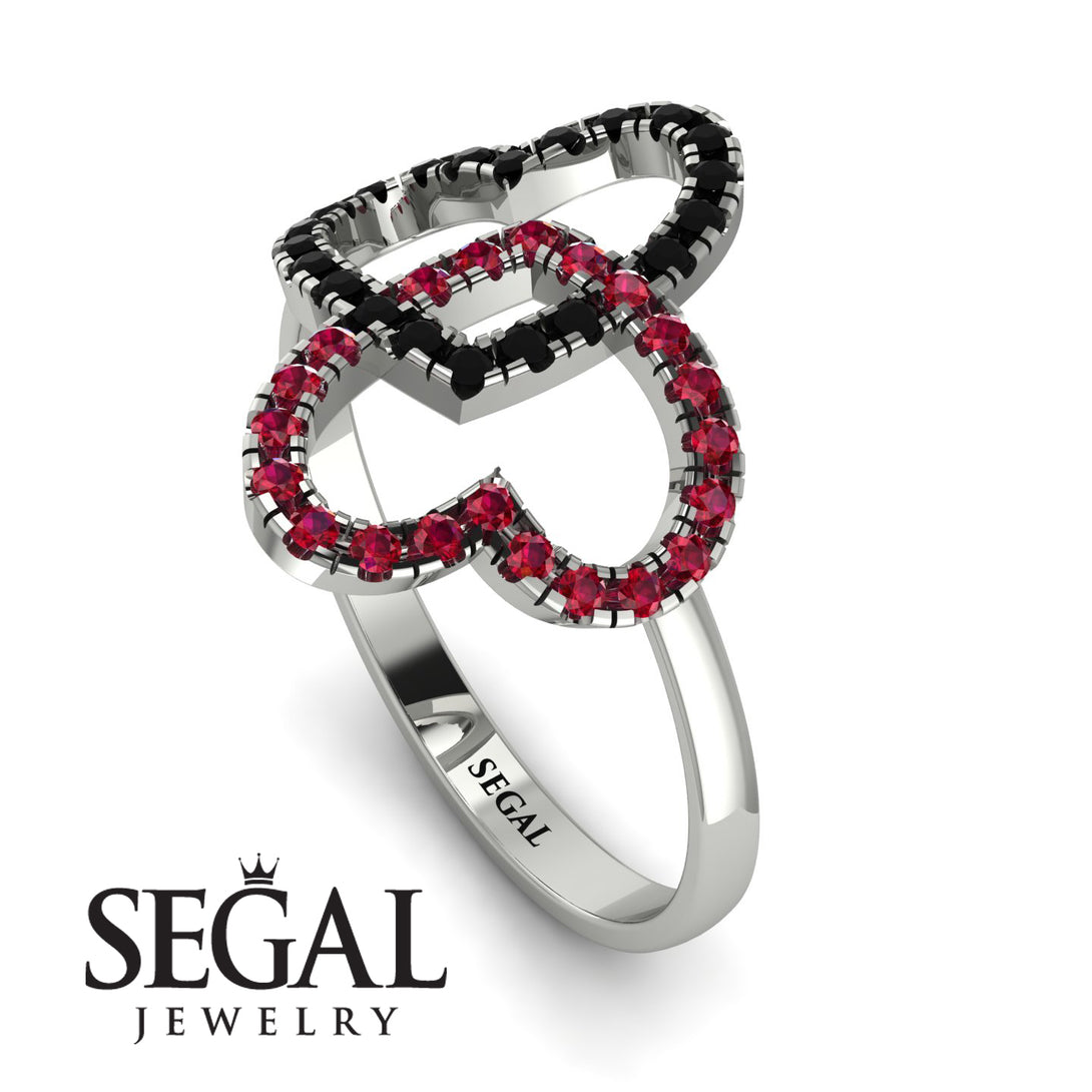 Two Hearts Black Diamond Ring - Selena No. 54