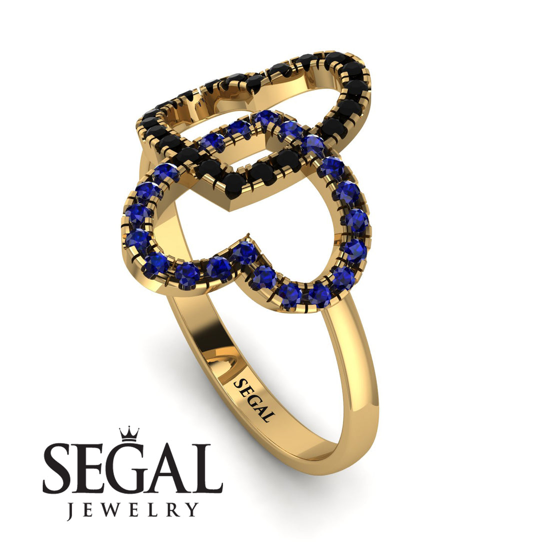 Two Hearts Black Diamond Ring - Selena No. 67