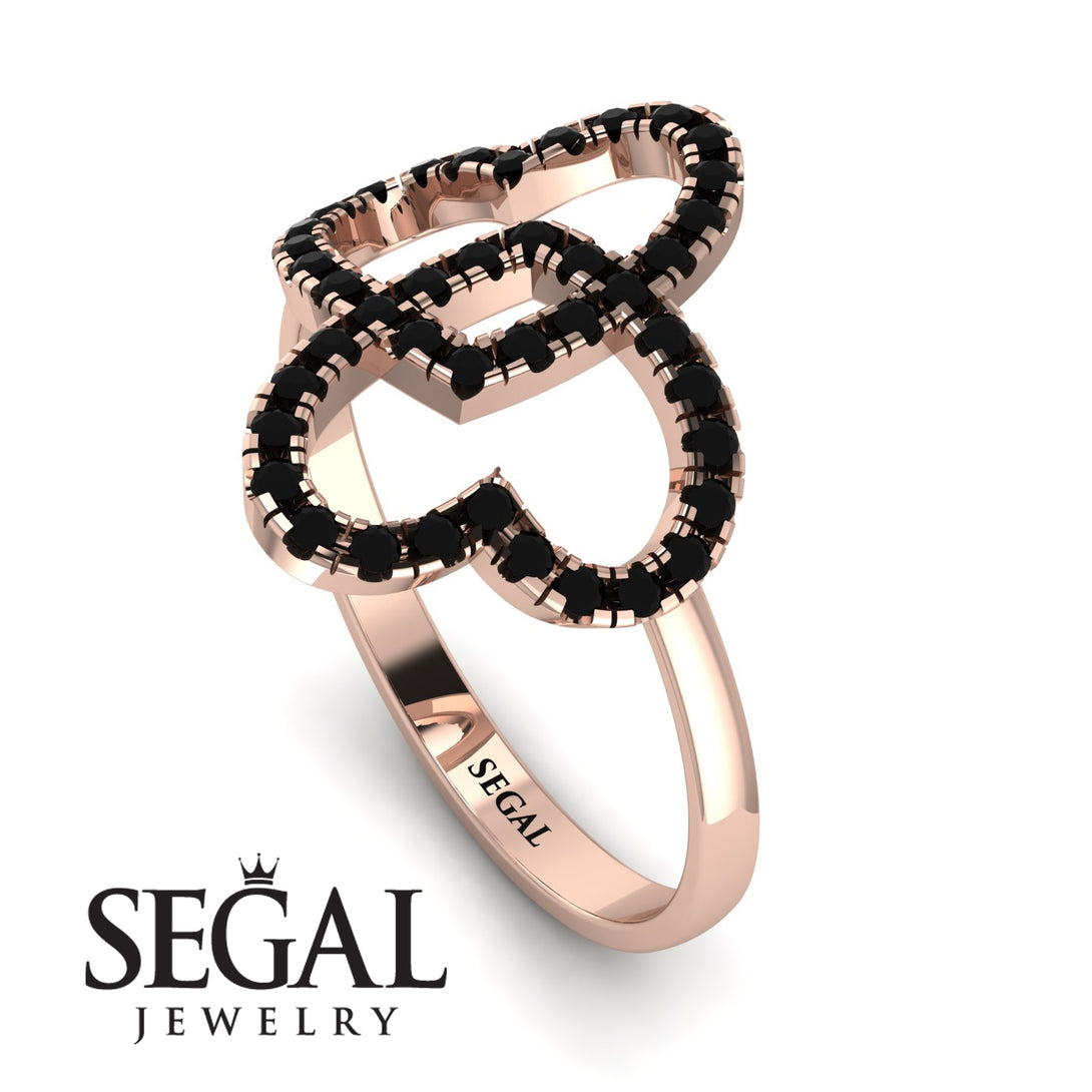Two Hearts Black Diamond Ring - Selena No. 38