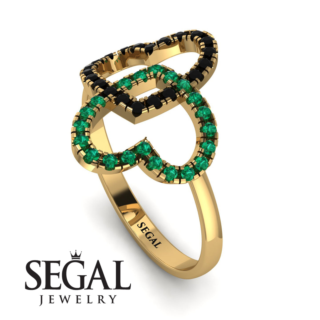 Two Hearts Black Diamond Ring - Selena No. 22