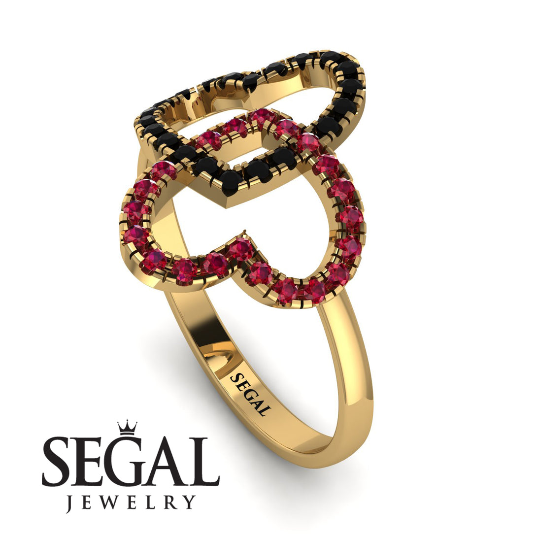 Two Hearts Black Diamond Ring - Selena No. 52