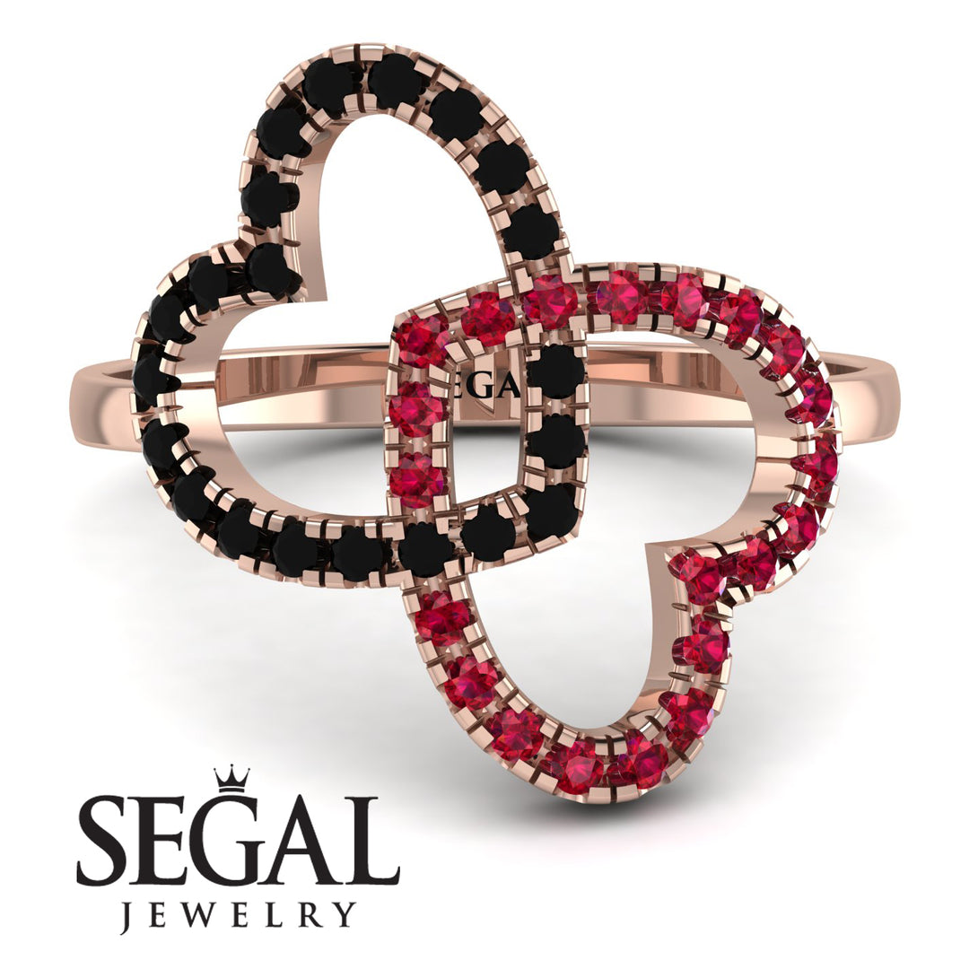 Two Hearts Black Diamond Ring - Selena No. 53