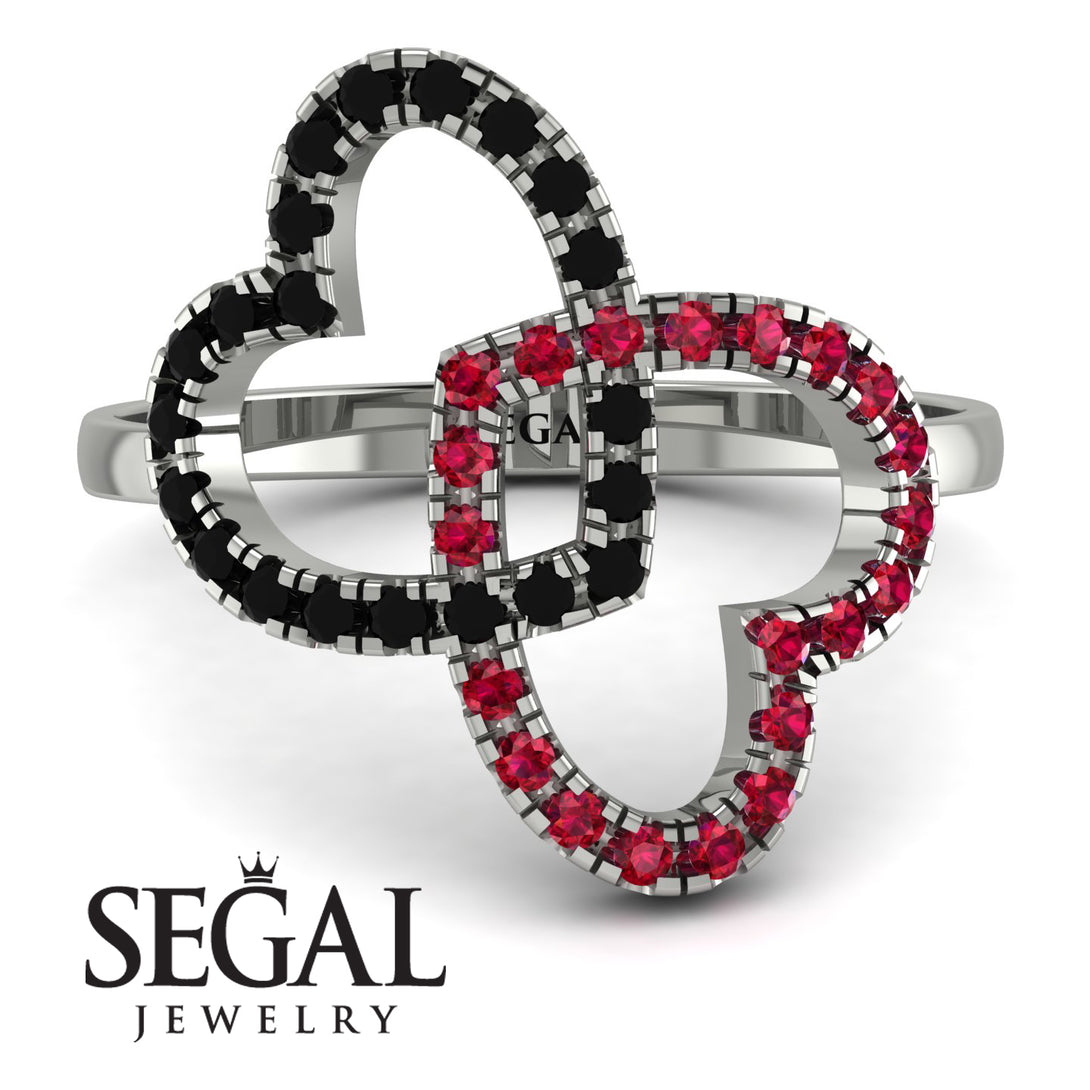 Two Hearts Black Diamond Ring - Selena No. 54