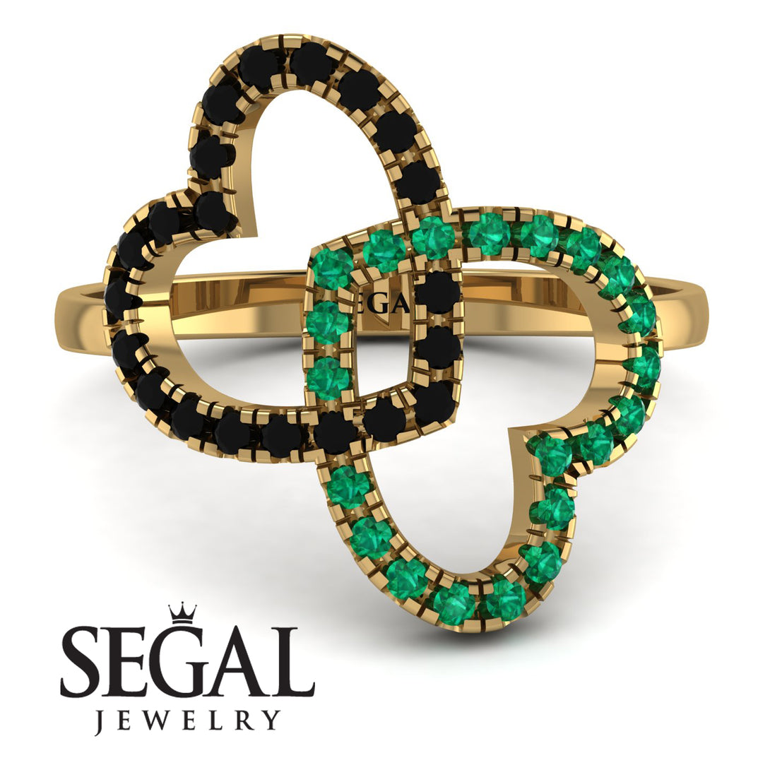 Two Hearts Black Diamond Ring - Selena No. 22