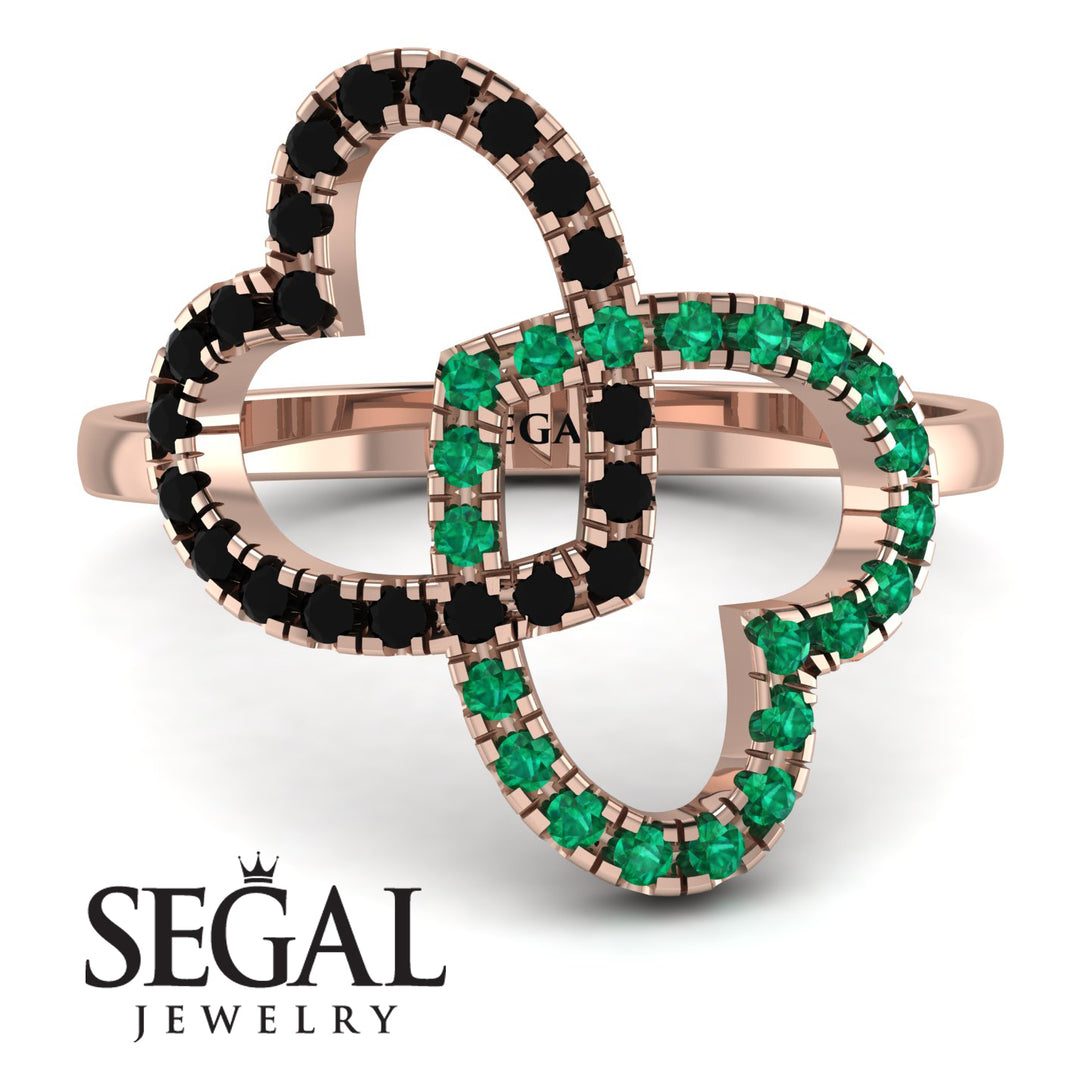 Two Hearts Black Diamond Ring - Selena No. 23