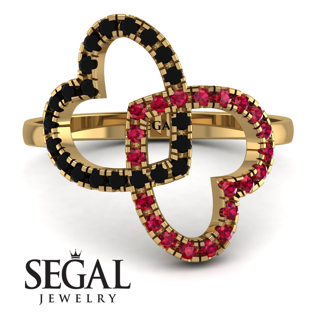 Two Hearts Black Diamond Ring - Selena No. 52