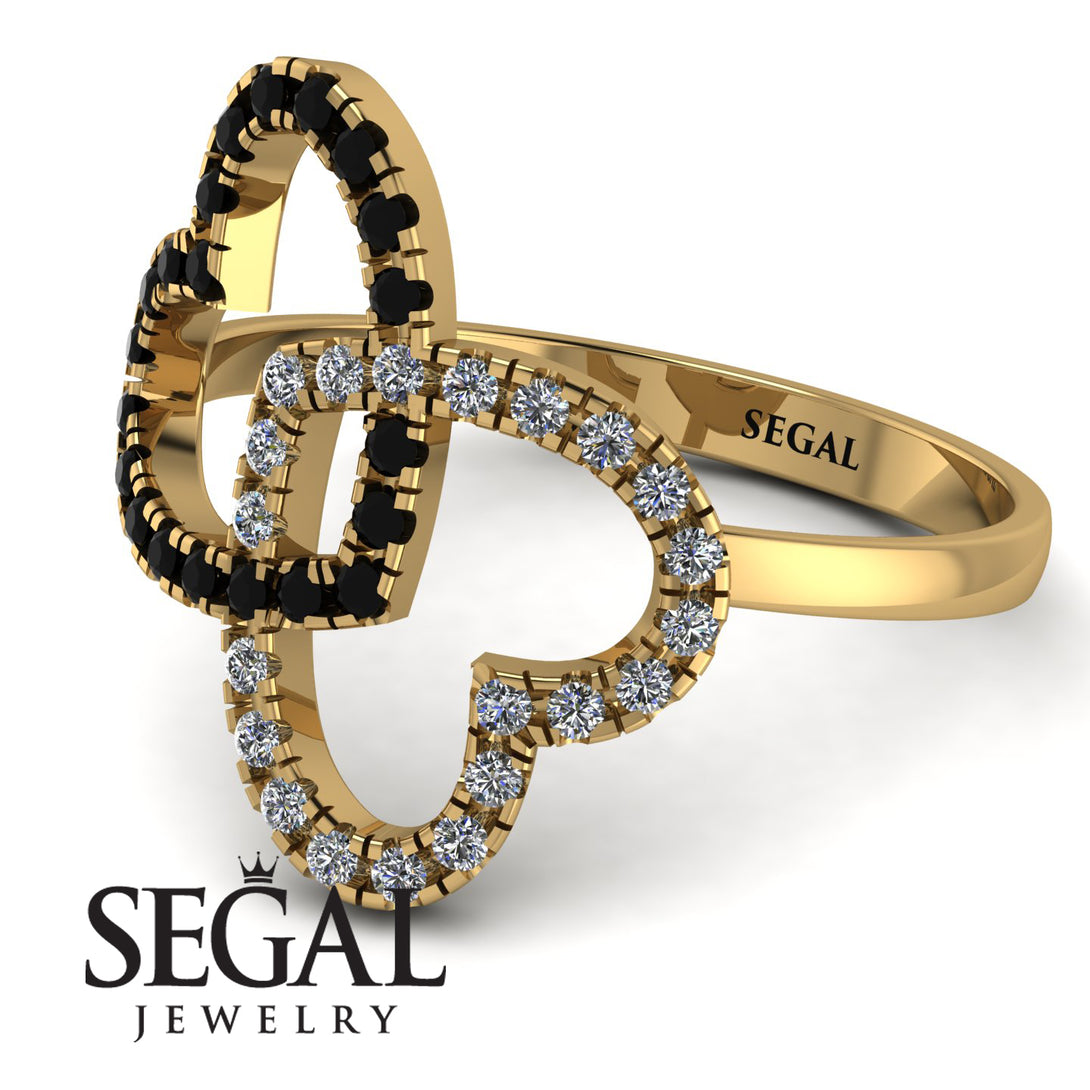 Two Hearts Black Diamond Ring - Selena No. 7