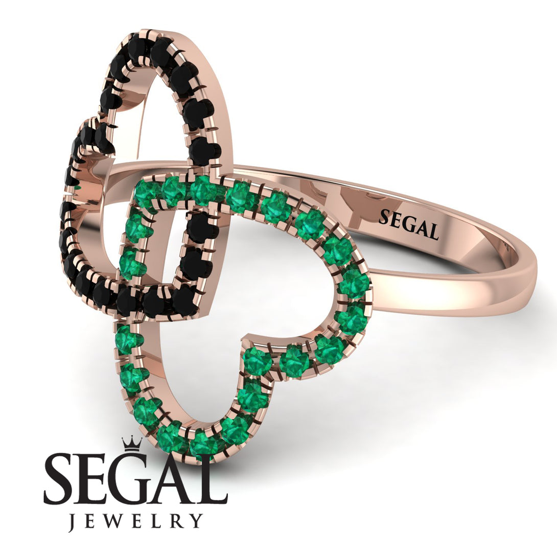 Two Hearts Black Diamond Ring - Selena No. 23