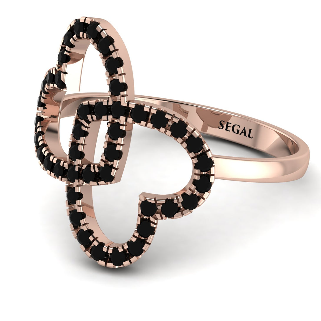 Two Hearts Black Diamond Ring - Selena No. 38