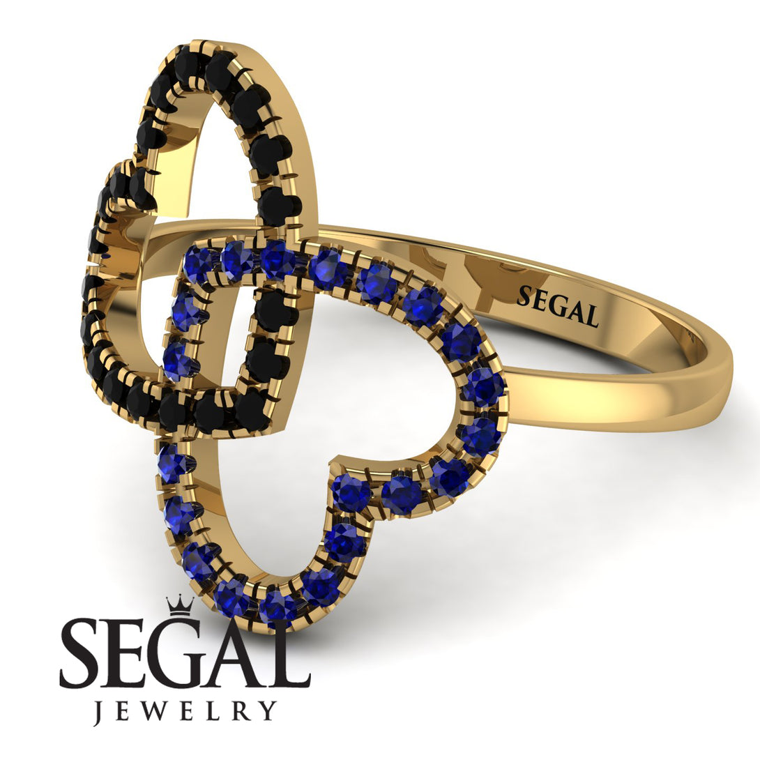 Two Hearts Black Diamond Ring - Selena No. 67