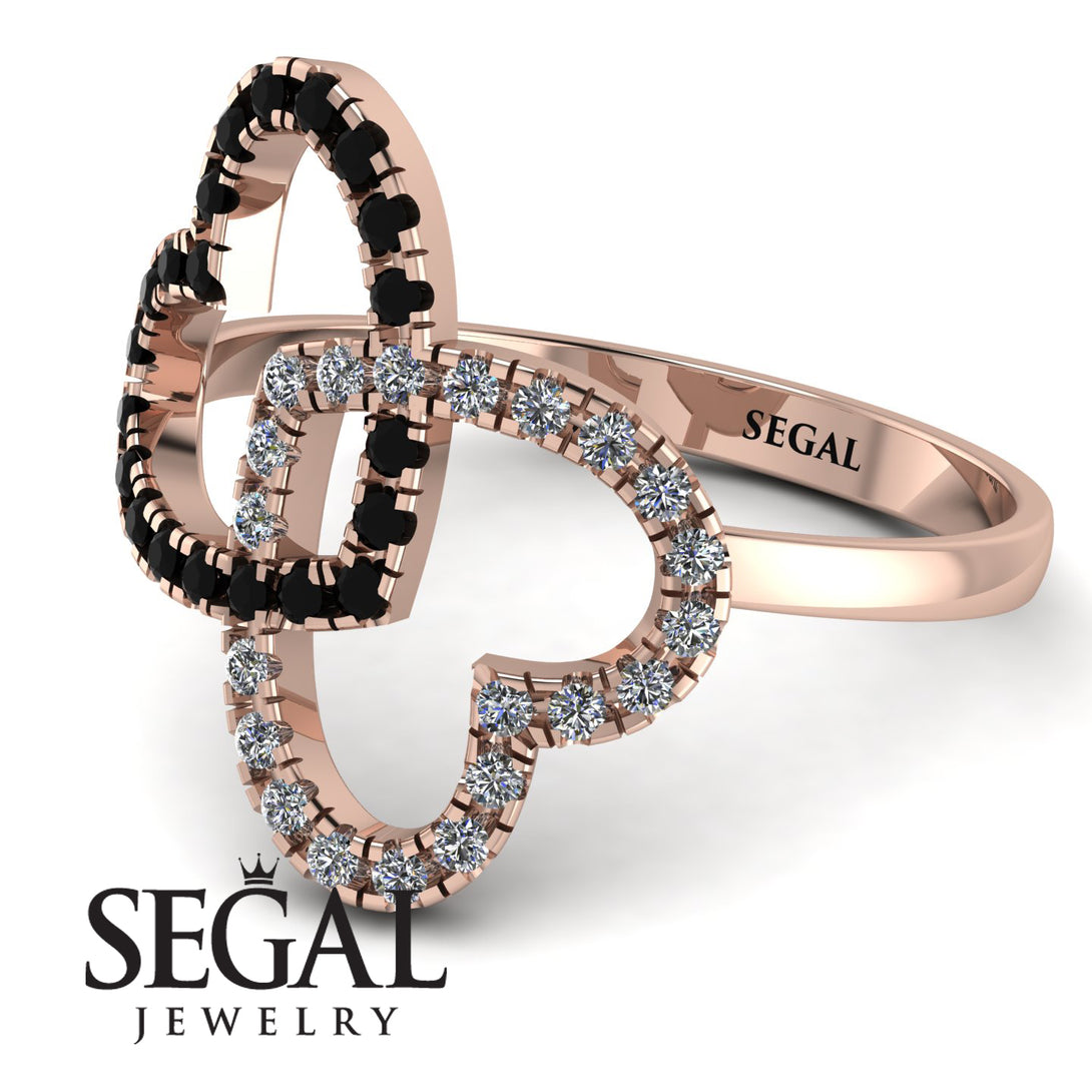 Two Hearts Black Diamond Ring - Selena No. 8