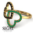 Two Hearts Black Diamond Ring - Selena No. 22