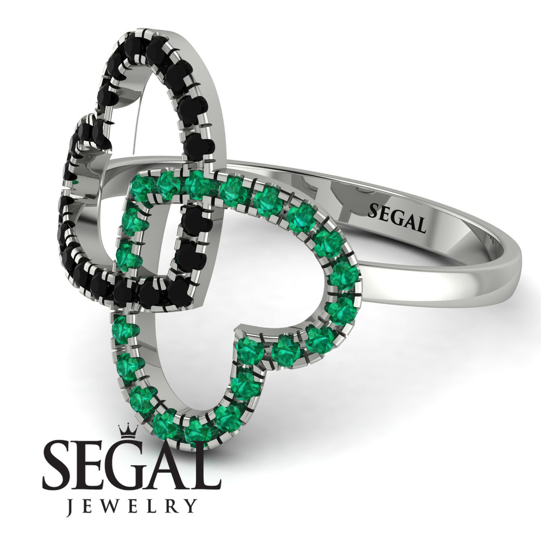 Two Hearts Black Diamond Ring - Selena No. 24