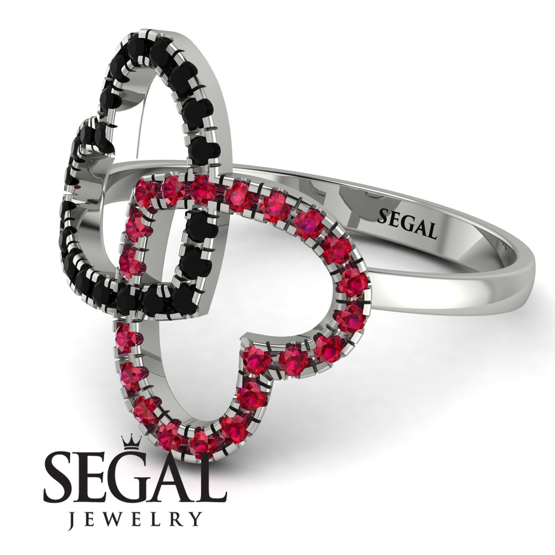 Two Hearts Black Diamond Ring - Selena No. 54