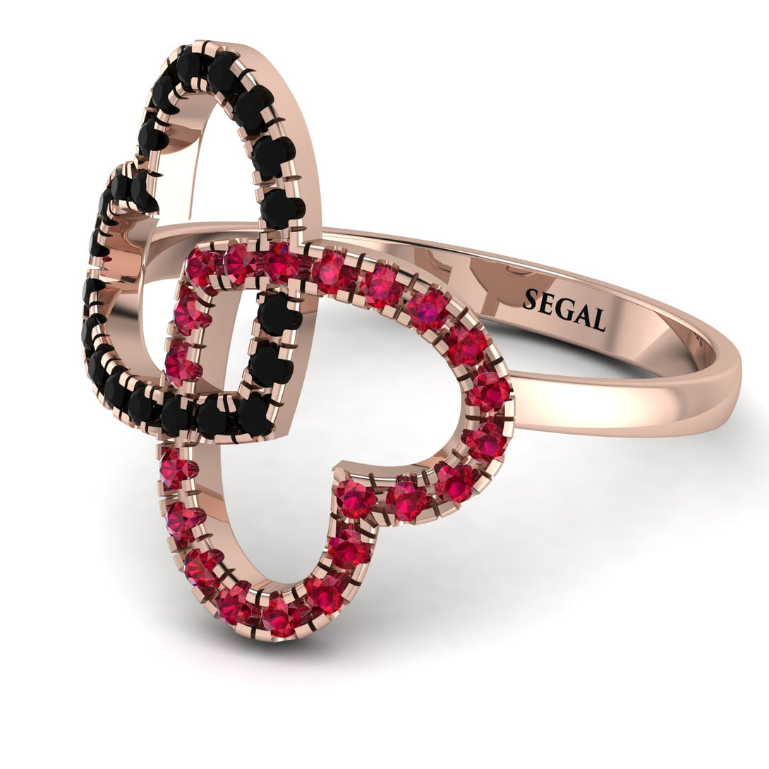 Two Hearts Black Diamond Ring - Selena No. 53