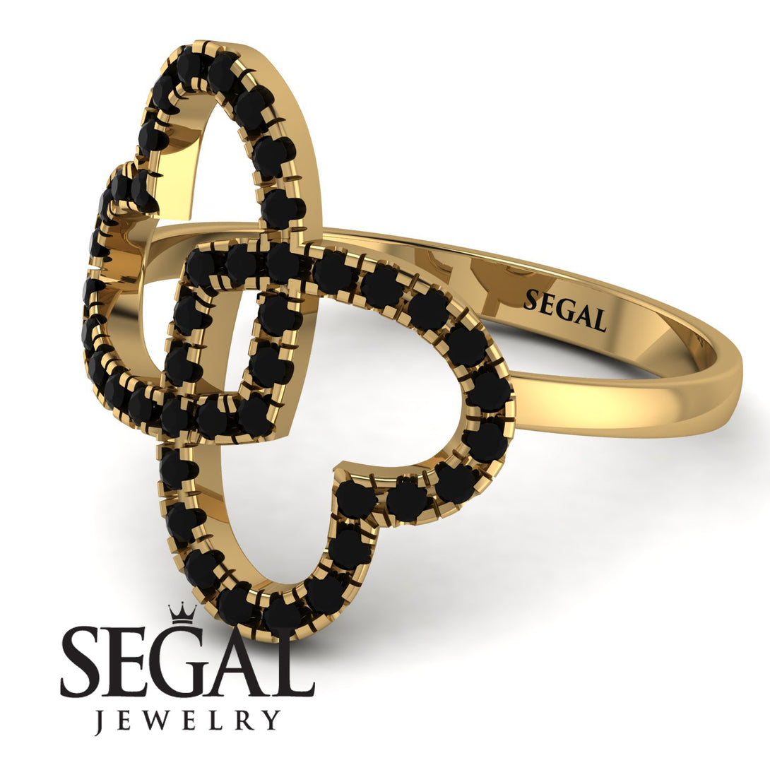 Two Hearts Black Diamond Ring - Selena No. 37