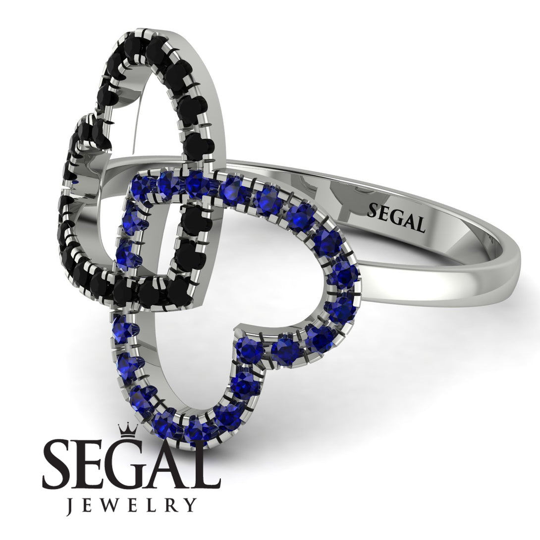 Two Hearts Black Diamond Ring - Selena No. 69