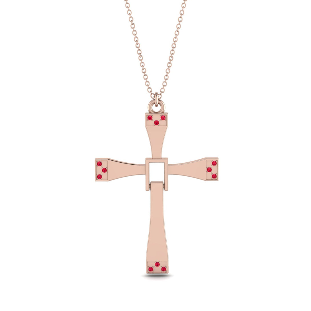 Two Parts Ruby Cross Necklace - Felix No. 11