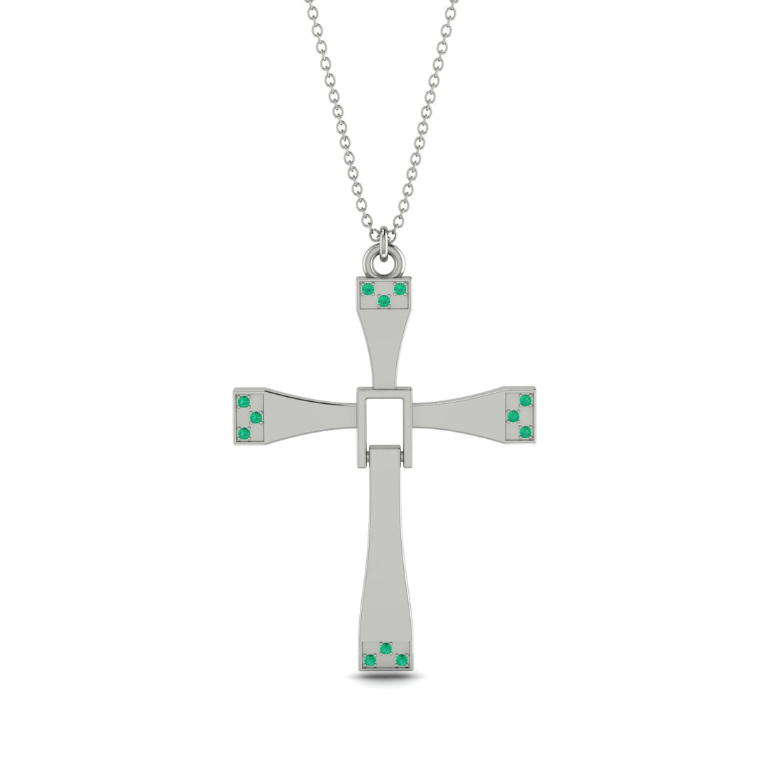 Two Parts Emerald Cross Necklace - Felix No. 6