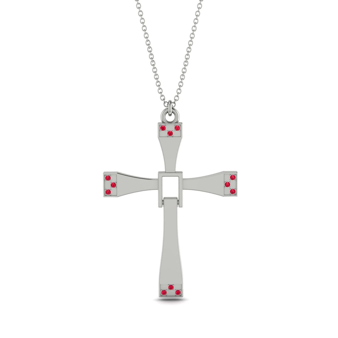 Two Parts Ruby Cross Necklace - Felix No. 12