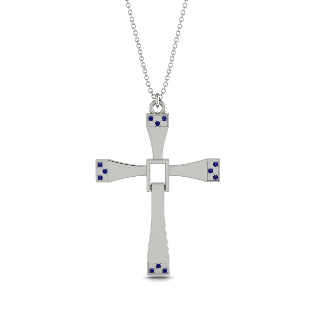 Two Parts Sapphire Cross Necklace - Felix No. 15