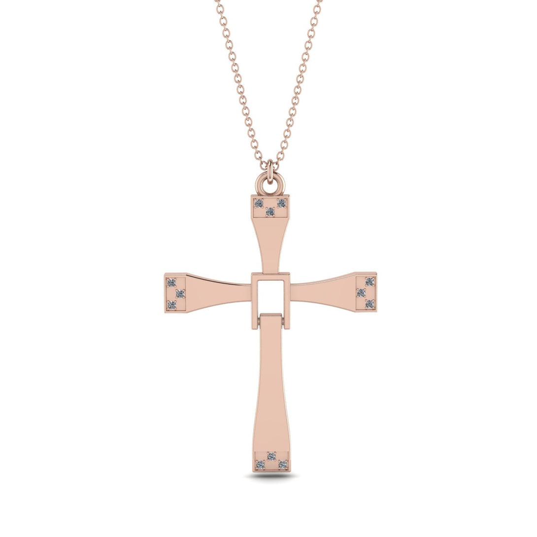 Two Parts Diamond Cross Necklace - Felix No. 2