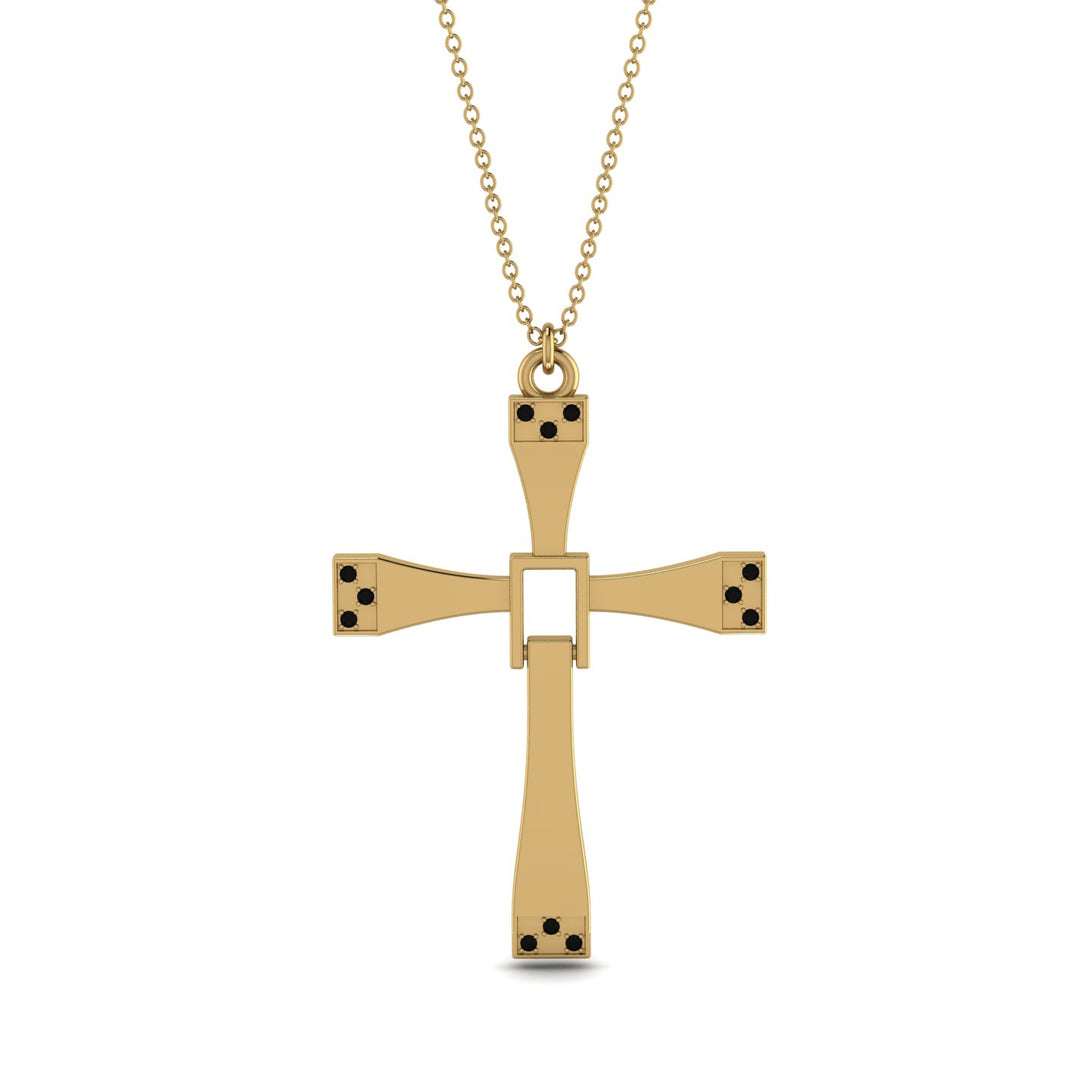 Two Parts Black Diamond Cross Necklace - Felix No. 7
