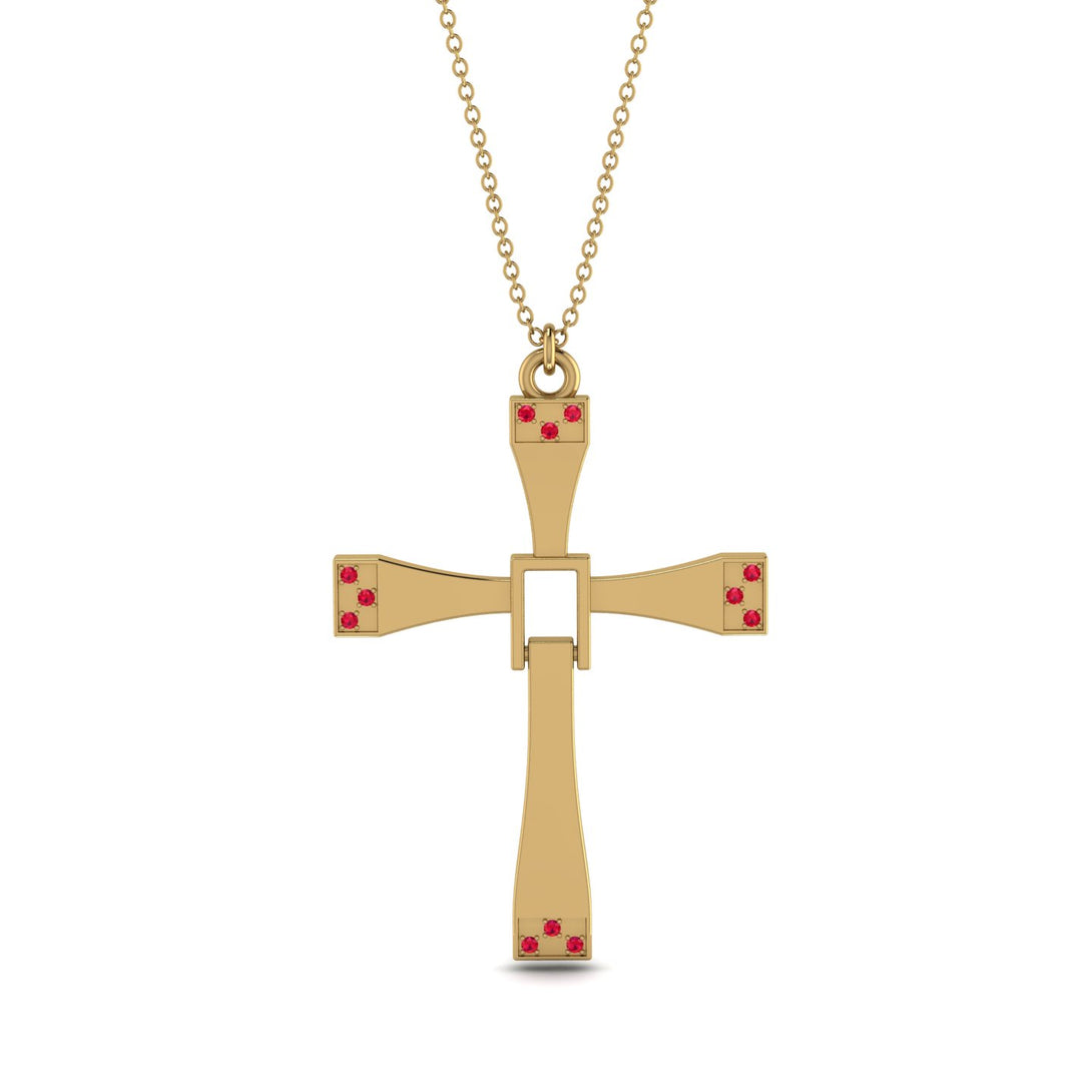 Two Parts Ruby Cross Necklace - Felix No. 10
