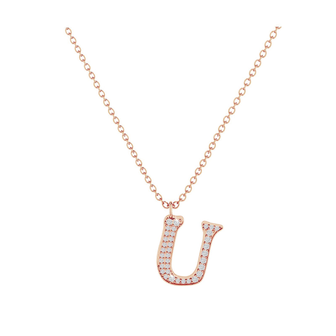 U - Letter Name Necklace Initial Necklace