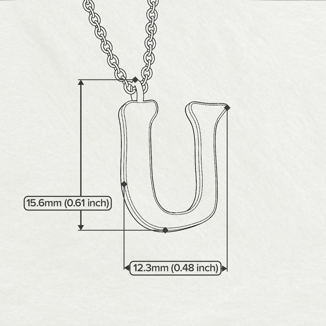 U - Letter Name Necklace Initial Necklace