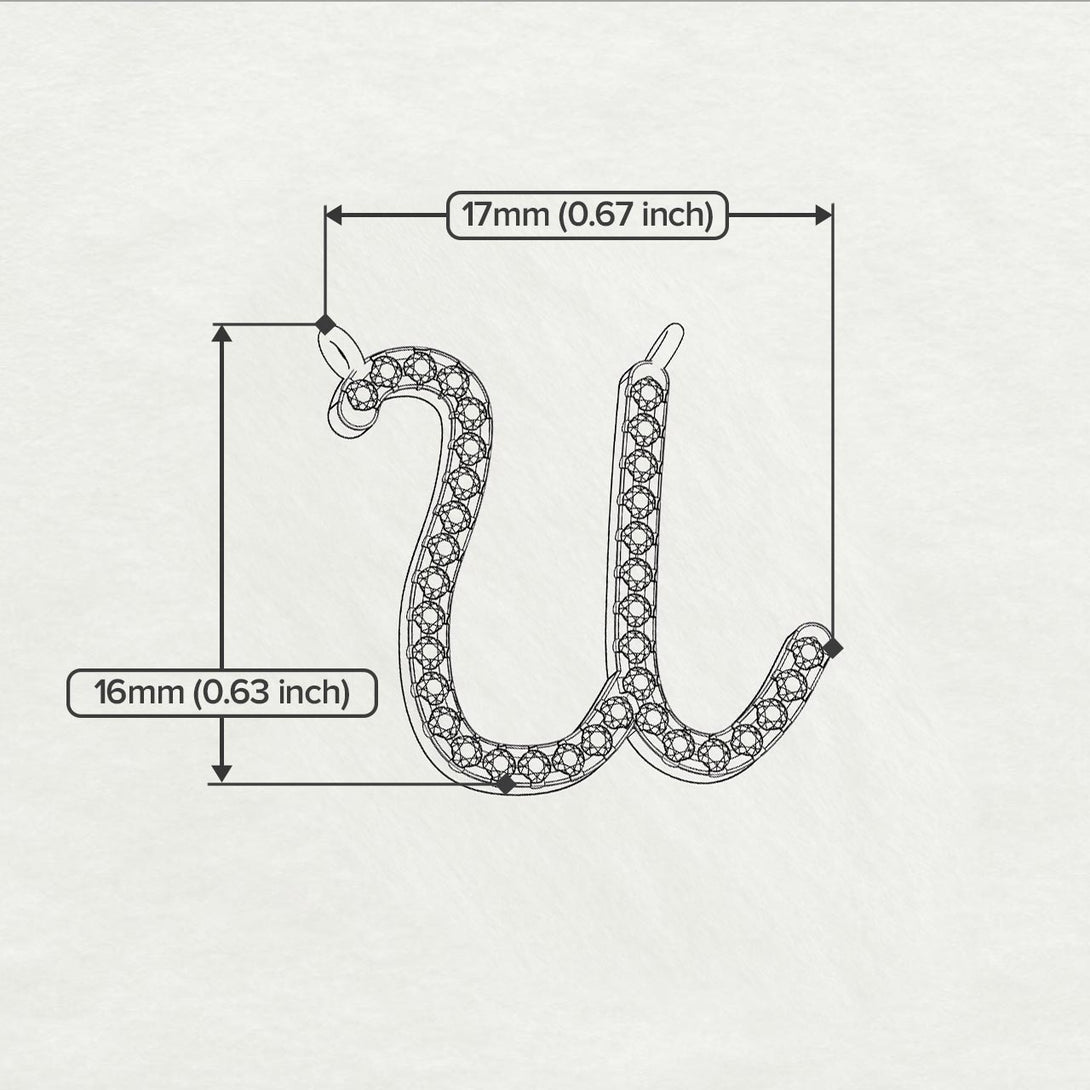 Black Diamond Gold Letter Necklace - U